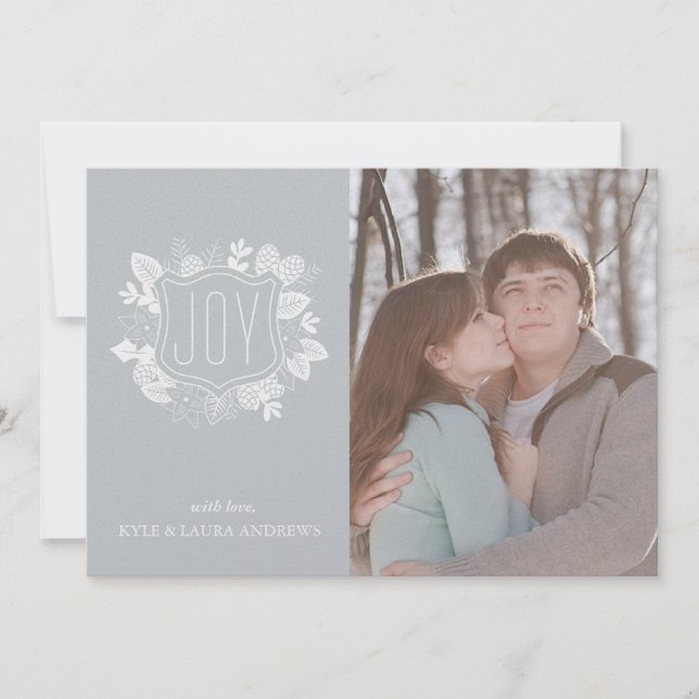 Elegant Winter Foliage Silver Shimmer Photo Card (Front)