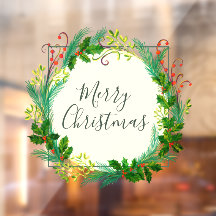 Elegant Winter Foliage Wreath Merry Christmas