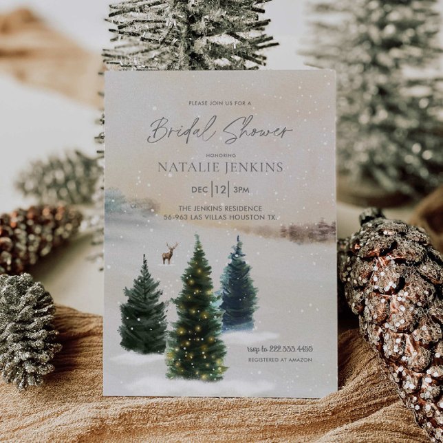 Elegant Winter Forest Bridal Shower Invitation (Creator Uploaded)