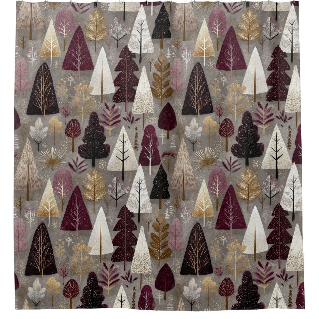 Elegant Winter Forest Christmas Pattern (10) Shower Curtain (Front)