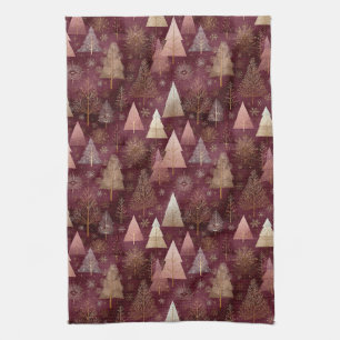 Elegant Winter Forest Christmas Pattern (11) Tea Towel