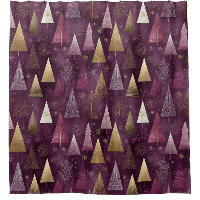 Elegant Winter Forest Christmas Pattern (2) Shower Curtain (Front)