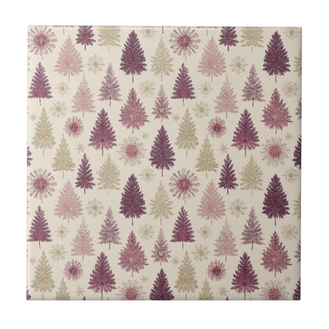 Elegant Winter Forest Christmas Pattern (3) Tile (Front)