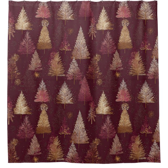 Elegant Winter Forest Christmas Pattern (5) Shower Curtain (Front)
