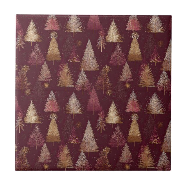 Elegant Winter Forest Christmas Pattern (5) Tile (Front)