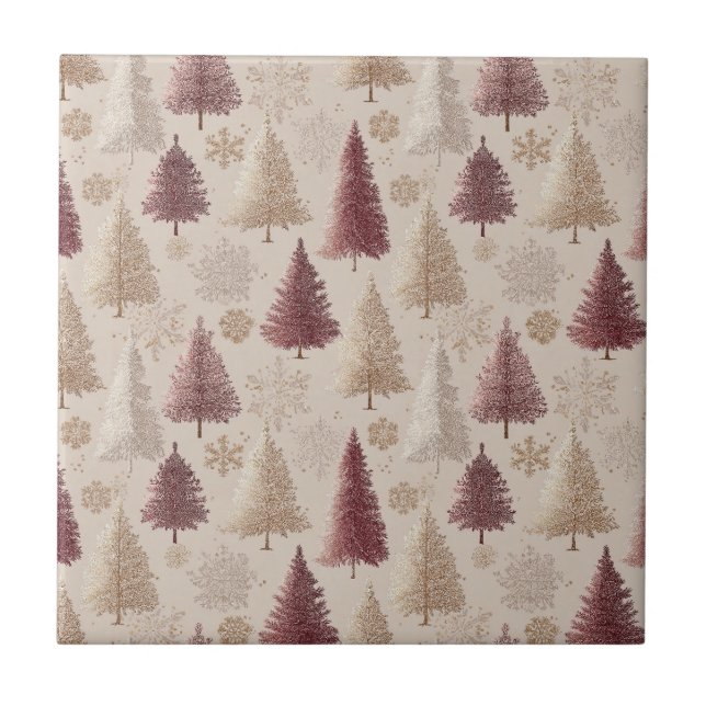 Elegant Winter Forest Christmas Pattern (6) Tile (Front)
