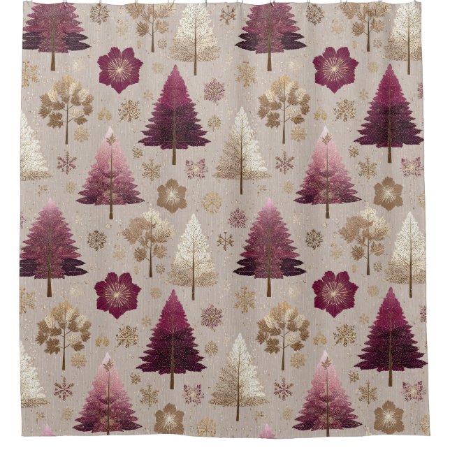 Elegant Winter Forest Christmas Pattern (7) Shower Curtain (Front)