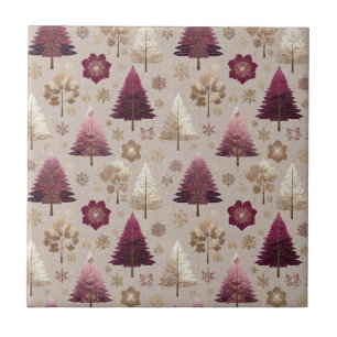 Elegant Winter Forest Christmas Pattern (7) Tile