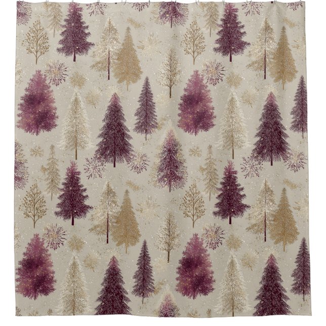 Elegant Winter Forest Christmas Pattern (9) Shower Curtain (Front)