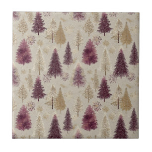 Elegant Winter Forest Christmas Pattern (9) Tile