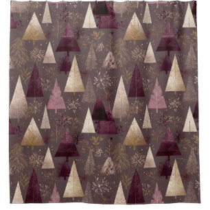 Elegant Winter Forest Christmas Pattern Shower Curtain