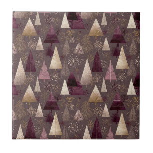 Elegant Winter Forest Christmas Pattern Tile