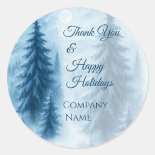 Elegant Winter Forest Corporate Holiday Gifts Classic Round Sticker