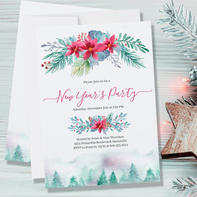 Elegant Winter Forest New Year's Party Invitation (Creator Uploaded)