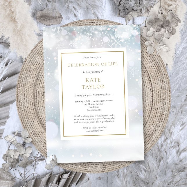Elegant Winter Funeral Celebration of Life Invitation (Elegant Winter Funeral Celebration of Life Invitation)
