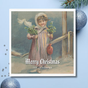 Elegant Winter Girl by Lantern Scene Napkin