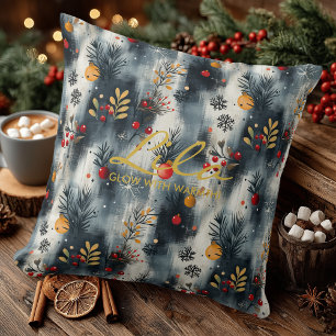 Elegant Winter Glow – Modern Christmas Botanical Cushion