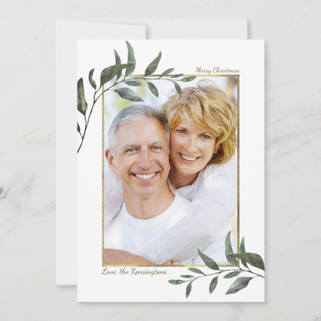Elegant Winter Greenery Christmas Holiday Photo (Front)