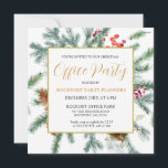 Elegant Winter Greenery Christmas Office Party Invitation<br><div class="desc">This square DIY template features a gold frame decorated with pine branches,  red berries and pine cones. Lots of white space gives it an open and elegant feeling.</div>