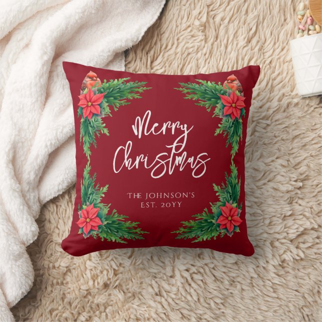 Elegant Winter Greenery Cushion (Blanket)
