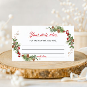 Elegant Winter Greenery Date idea Enclosure Card
