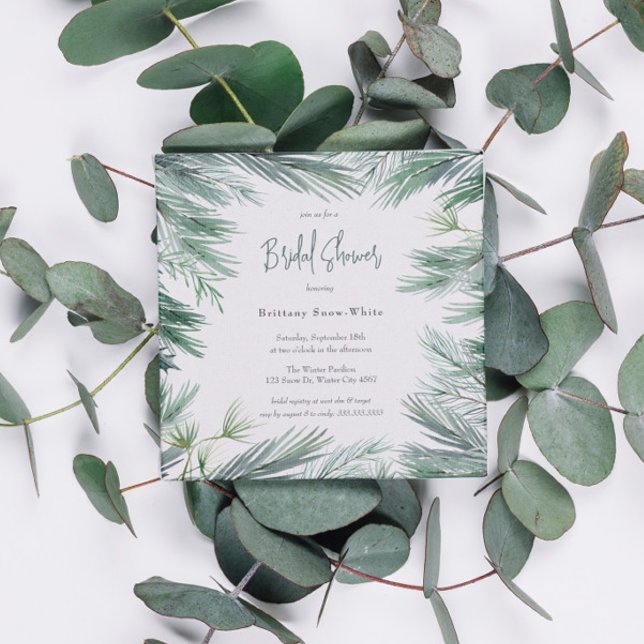Elegant Winter Greenery Foliage Bridal Shower Invitation (Creator Uploaded)