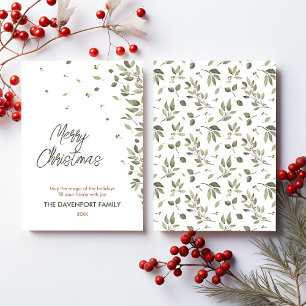 Elegant Winter Greenery Holiday Card