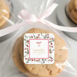 Elegant Winter Greenery & Holly Baby Shower Square Sticker<br><div class="desc">Add a seasonal touch to your baby shower with these stickers featuring elegant winter greenery and red holly. Perfect for sealing envelopes,  favour bags,  or decorating your event. Matching items in our store - Cava Party Design</div>