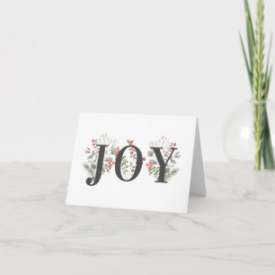 Elegant Winter Greenery JOY Christmas Holiday Card