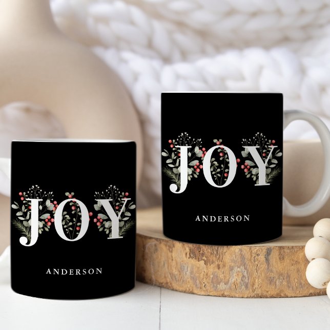 Elegant Winter Greenery JOY Christmas Holiday Coffee Mug (Creator Uploaded)