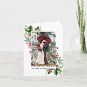 Elegant Winter Greenery Love Thanks Wedding Note Thank You Card