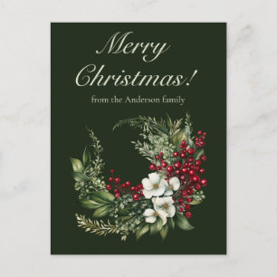Elegant Winter Greenery Merry Christmas Non Photo Holiday Postcard