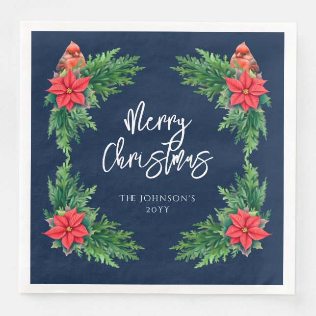 Elegant Winter Greenery Napkin (Front)