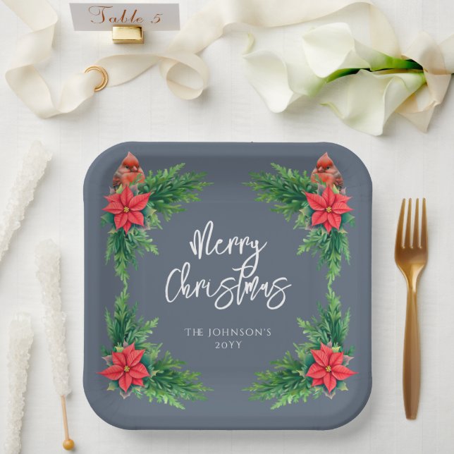 Elegant Winter Greenery Paper Plate (Wedding)