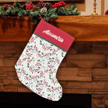 Elegant Winter Greenery Pattern Personalised Small Christmas Stocking<br><div class="desc">This Christmas holiday stocking features an elegant winter greenery illustration in red,  green,  blue and tan. Personalised this festive stocking with your name.</div>