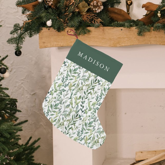 Elegant Winter Greenery Personalised Small Christmas Stocking (Creator Uploaded)