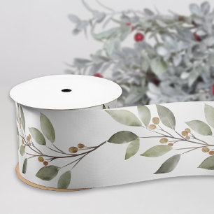 Elegant Winter Greenery Satin Ribbon