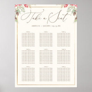 Elegant Winter Greenery Wedding Seating Chart