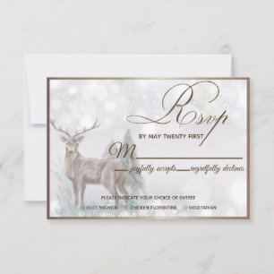 Elegant Winter Handpainted Wedding RSVP Card