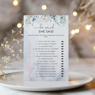 Elegant winter He said she said bridal game