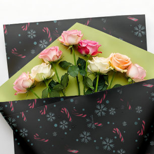 Elegant Winter Holiday Black Wrapping Paper
