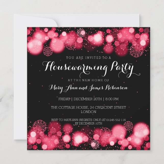 Elegant Winter Housewarming Party Red Invitation (Front)