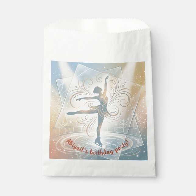 Elegant Winter Ice Skating Birthday  Favour Bags (Front)
