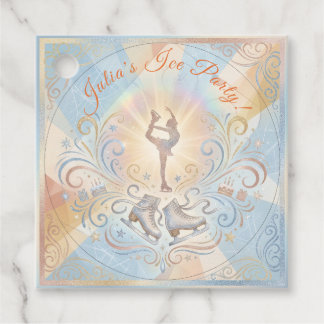 Elegant Winter Ice Skating Birthday Favour Tags