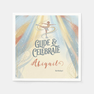 Elegant Winter Ice Skating Birthday Invitation Napkin