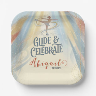 Elegant Winter Ice Skating Birthday Invitation Paper Plate