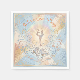 Elegant Winter Ice Skating Birthday Napkin