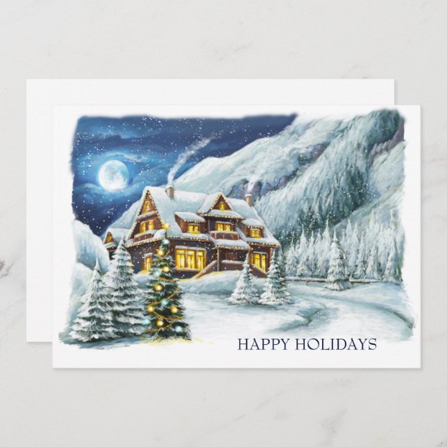 Elegant Winter Land Christmas Corporate Greeting Holiday Card (Front/Back)
