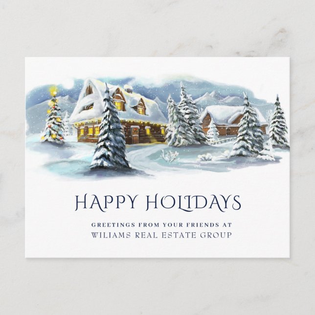 Elegant Winter Land Christmas Corporate Greeting Postcard (Front)