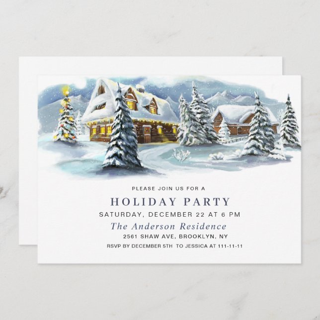 Elegant Winter Landscape Holiday Christmas Party Invitation (Front/Back)